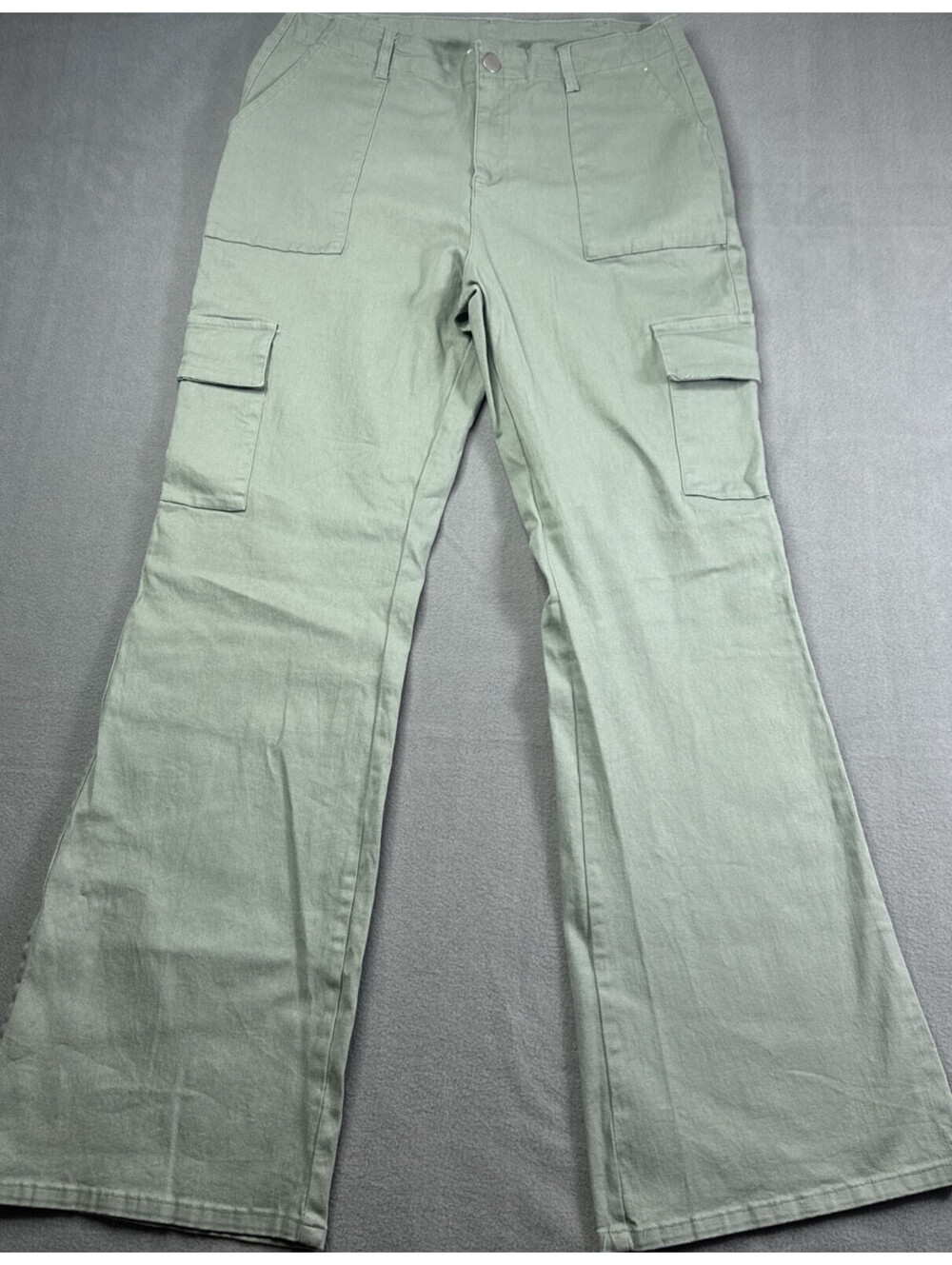 Rachel Paige High Waist Flare Cargo Pants Womens L Utility Stretch Cotton x